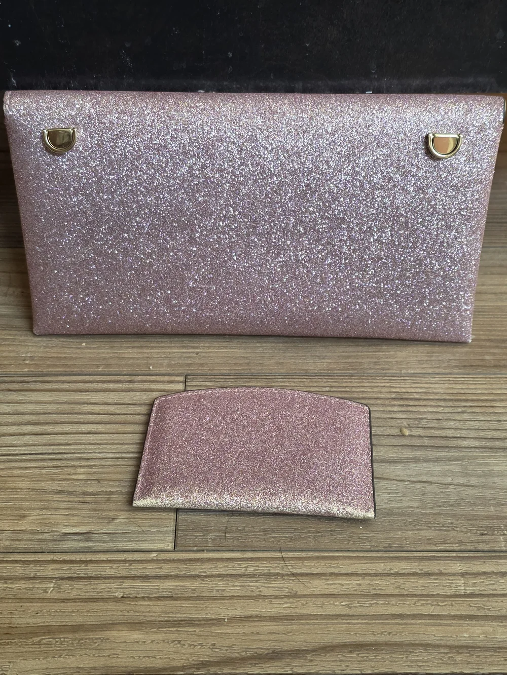 kate spade Pink Glitter Chain Clutch + Card Holder